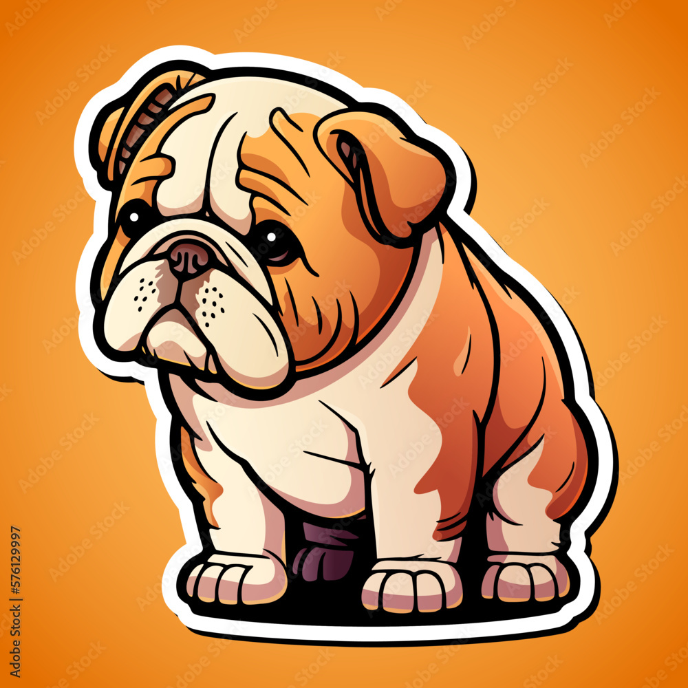 Cute bulldog cartoon illustration in sticker design baby pet animal Cute bulldog cartoon illustration in sticker design baby pet animal