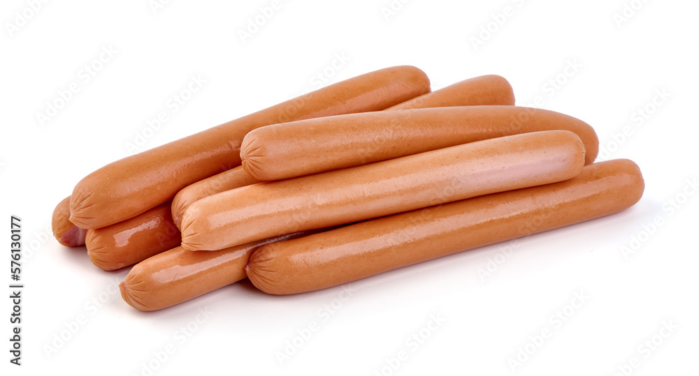 Boiled sausages, isolated on white background. Boiled sausages, isolated on white background.