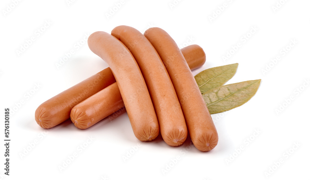 Fresh boiled Sausages, isolated on a white background. Fresh boiled Sausages, isolated on a white background.
