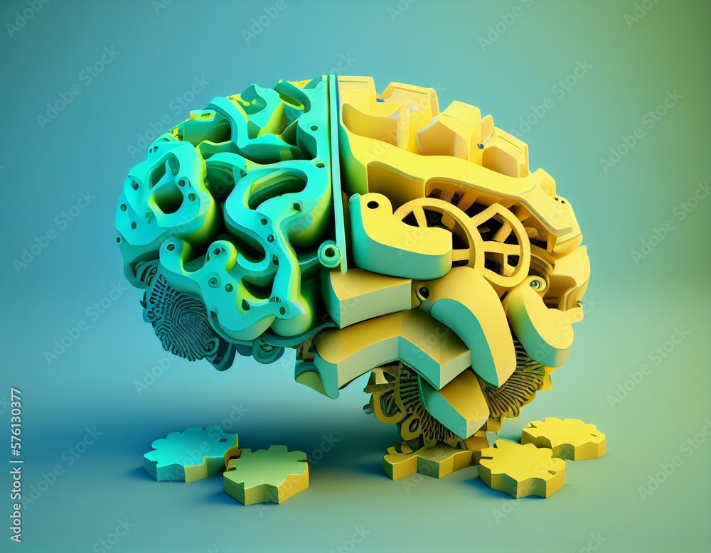 Green Python Brain The human brain is green and yellow, which is composed of a collection ...