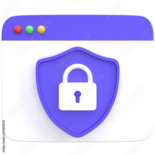 3d web protection icon, for UI, poster, banner, social media post. 3D rendering