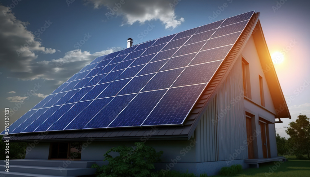 Fototapeta premium solar panels energy house Generative AI, Generativ, KI