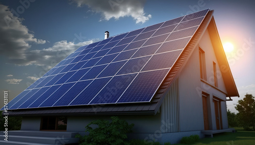 Wallpaper Mural solar panels energy house Generative AI, Generativ, KI Torontodigital.ca