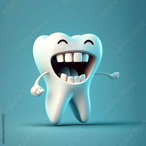 Happy tooth cartoon character