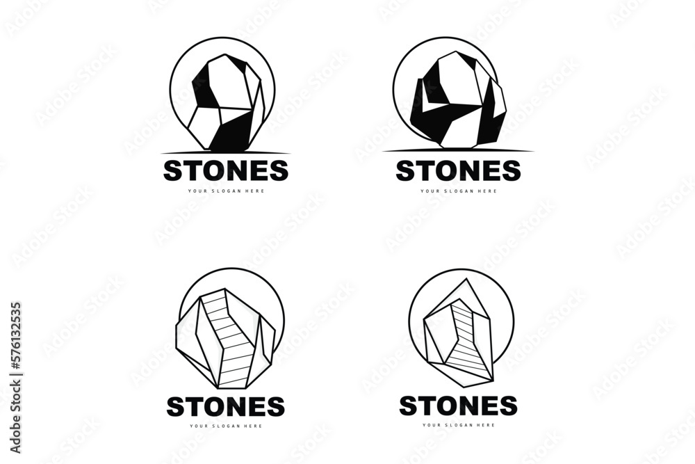 Stone Logo, Vector Stone Modern With Geometry Line Style, Design For Aesthetic Decoration, Brand Modern Product, Simple Icon Abstract Aesthetic Geometry Line