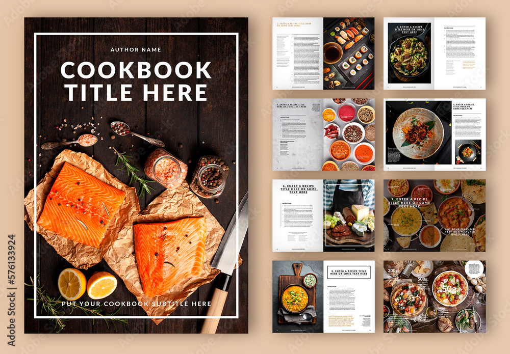 Print Cookbook Layout Stock Template | Adobe Stock