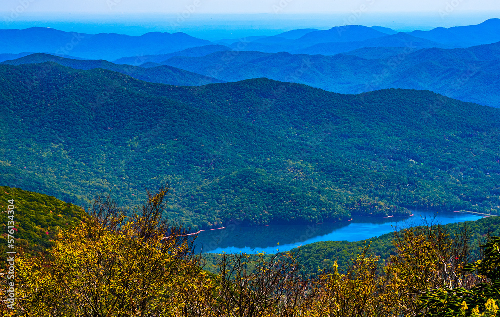 North Fork Reservoir from  Craggy Gardens on the Blue Ridge Parkway NC