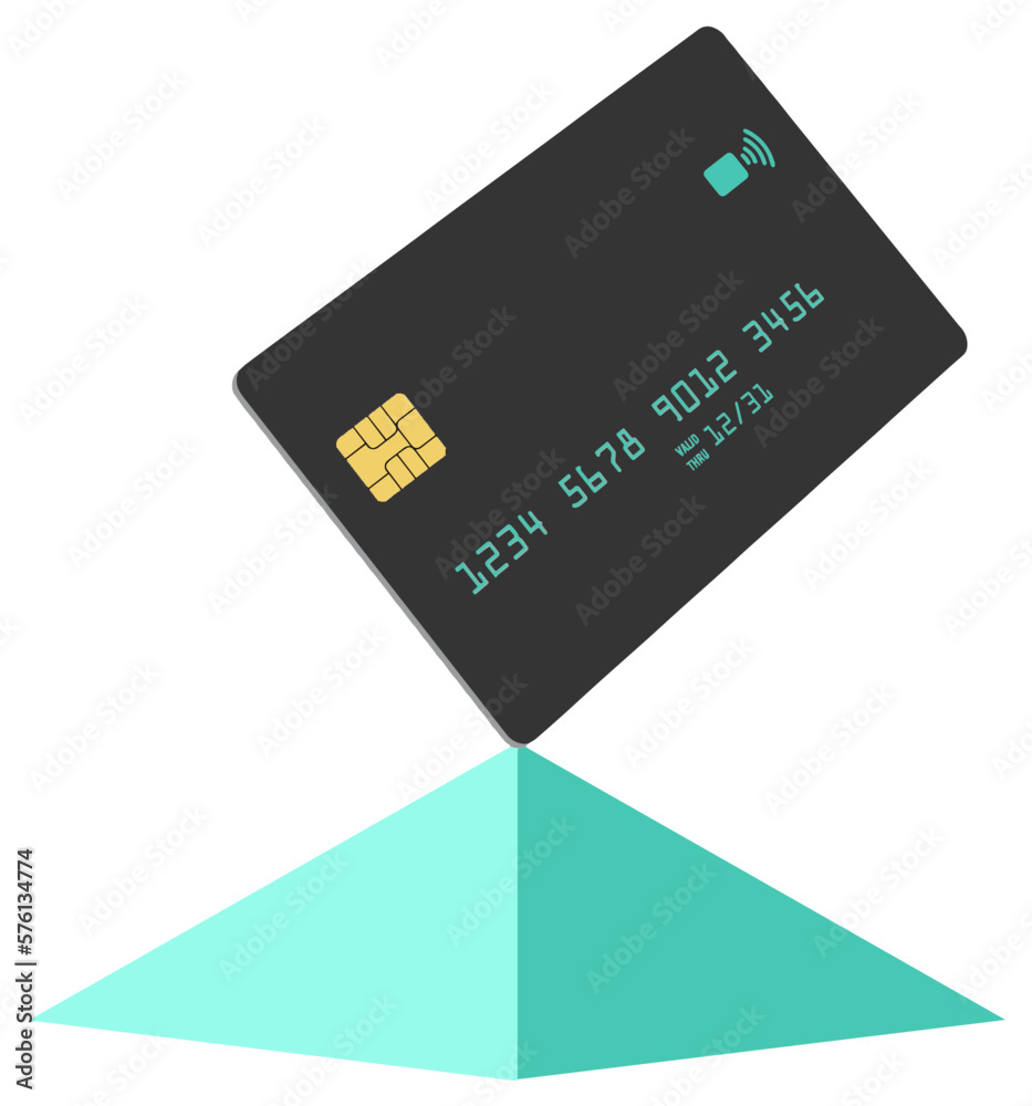A generic credit card balanced on a pyramicd