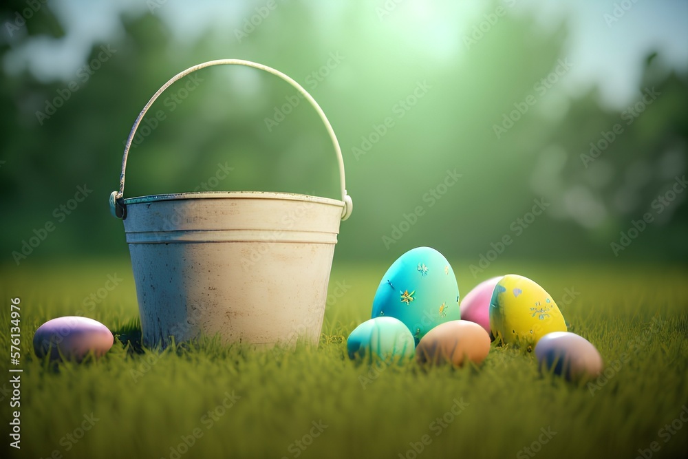 Bucket with Easter Eggs Bucket with Easter Eggs