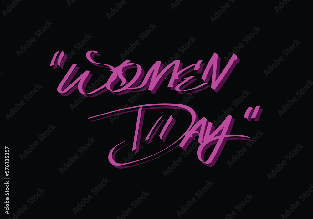 hand lettering word WOMEN DAY