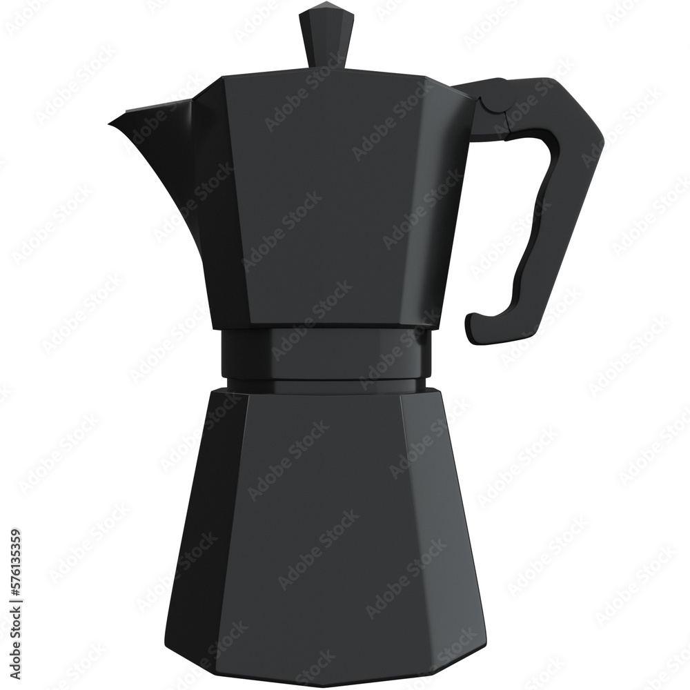 Moka pot 3d illustration, for UI, poster, banner, social media post. 3D rendering