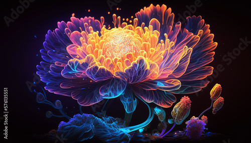 Bright colored flowers - Created with Generative AI Technology
