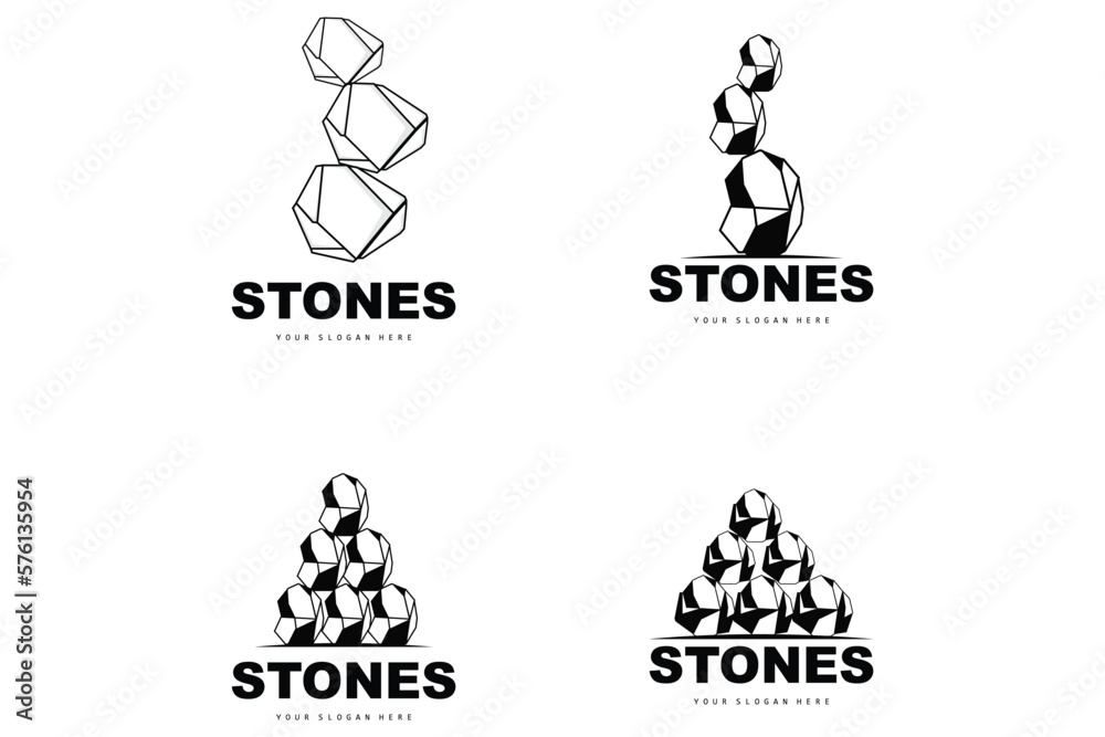 Stone Logo, Vector Stone Modern With Geometry Line Style, Design For Aesthetic Decoration, Brand Modern Product, Simple Icon Abstract Aesthetic Geometry Line