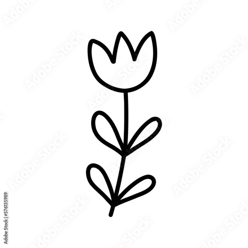Flower cartoon vector illustration in doodle style