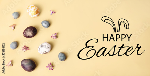 Banner for Easter celebration with beautiful painted eggs © Pixel-Shot