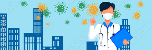 Stampa su tela Doctor against new coronavirus infection. 3D illustration