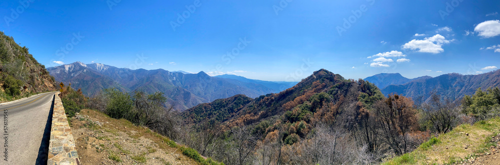 panorama of the road in the mountains of california