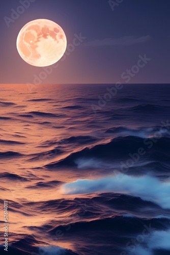 Moonrise over sea - generative ai