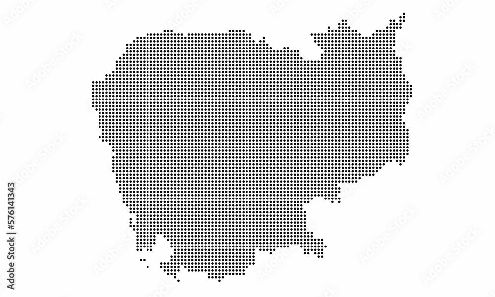 Cambodia dotted map with grunge texture in dot style. Abstract vector illustration of a country map with halftone effect for infographic. 