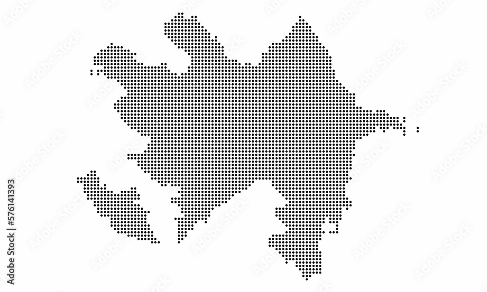Azerbaijan dotted map with grunge texture in dot style. Abstract vector illustration of a country map with halftone effect for infographic. 