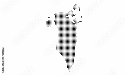 Bahrain dotted map with grunge texture in dot style. Abstract vector illustration of a country map with halftone effect for infographic.  