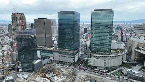 2023年2月　大阪駅周辺の再開発工事の様子を空撮　梅北再開発事業