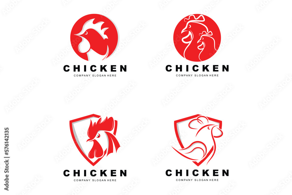 Chicken Logo, Farm Animal Vector, Design For Chicken Farm, Fried Chicken Restaurant, Cafe Chicken Logo, Farm Animal Vector, Design For Chicken Farm, Fried Chicken Restaurant, Cafe