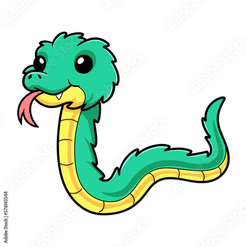 Cute green spiny bush viper cartoon