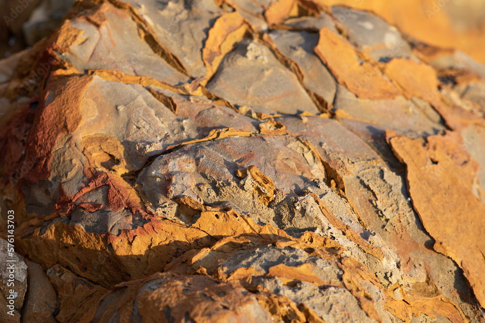 Close up view of the split rock texture