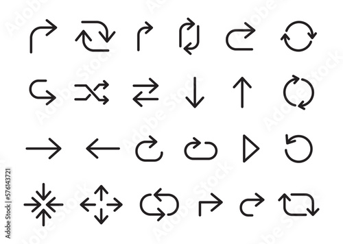 Set of line arrow icons. Modern simple arrows for web design