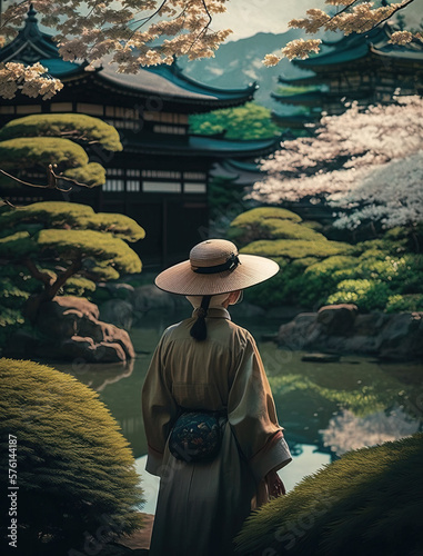 Discovering Beauty: A Woman's Journey Through Kanazawa's Kenrokuen Garden - Ai Generative