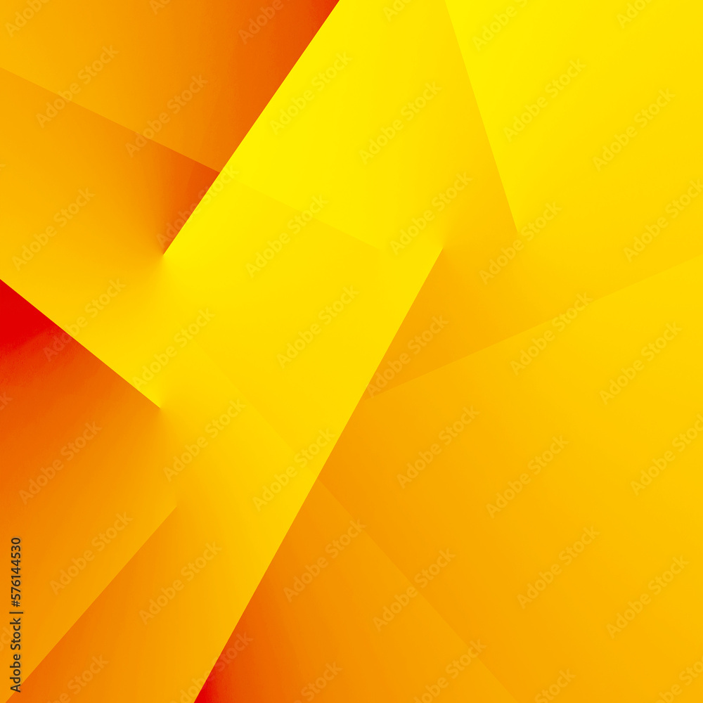 Bright golden yellow orange red abstract background for design. Geometric shape. Triangles, squares, diagonal lines. Color gradient. 3d effect. Modern. Futuristic. Minimal. Web banner. Colorful.