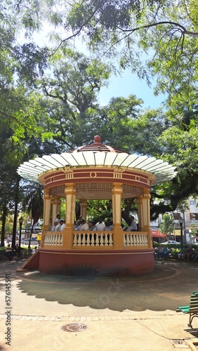 Poços de Caldas, Minas Gerais, Brazil - February 26, 2023. Bandstand located in the central square of Poços de Caldas.