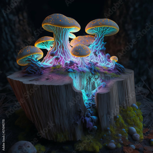 Psychedelic Trippy Neon Mushrooms 008 photo