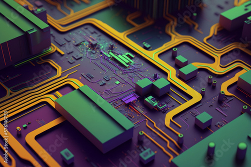  a 3d pattern of technology circuit board and chipset