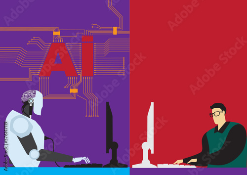 Vector art, chat robot A.I.