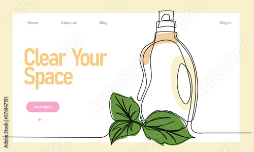 Home cleaning service landing page design concept, illustration of janitors with cleaning tools. Vector illustration