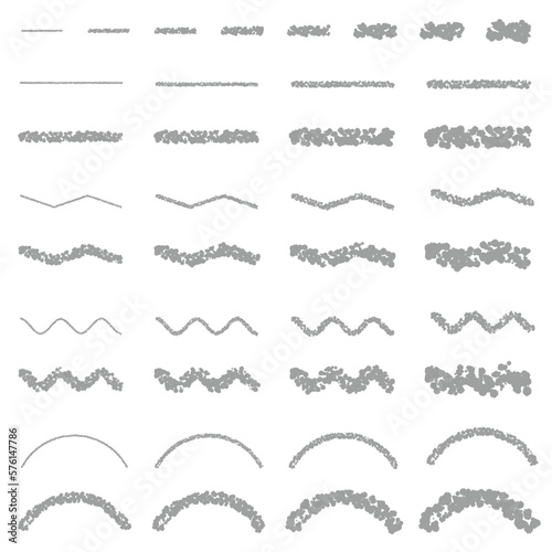 クレヨン素材 手描きの線幅いろいろなストローク装飾セット