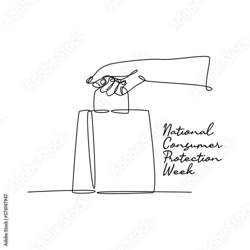 single line art of national consumer protection week good for national consumer protection week celebrate. line art. illustration.