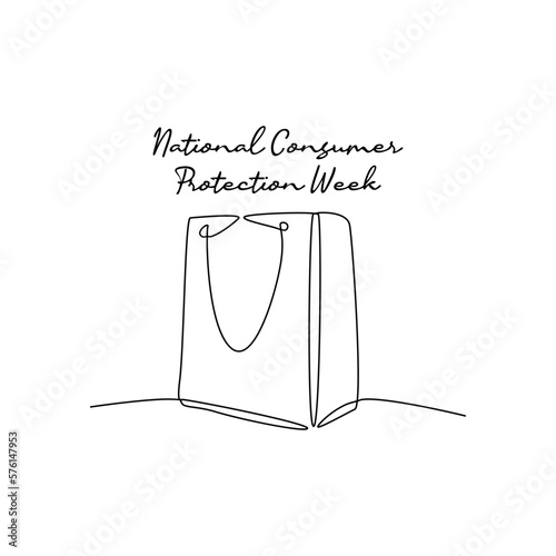 single line art of national consumer protection week good for national consumer protection week celebrate. line art. illustration.