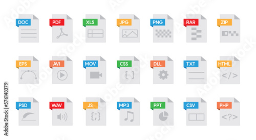 Web file labels icon set vector 10 eps.