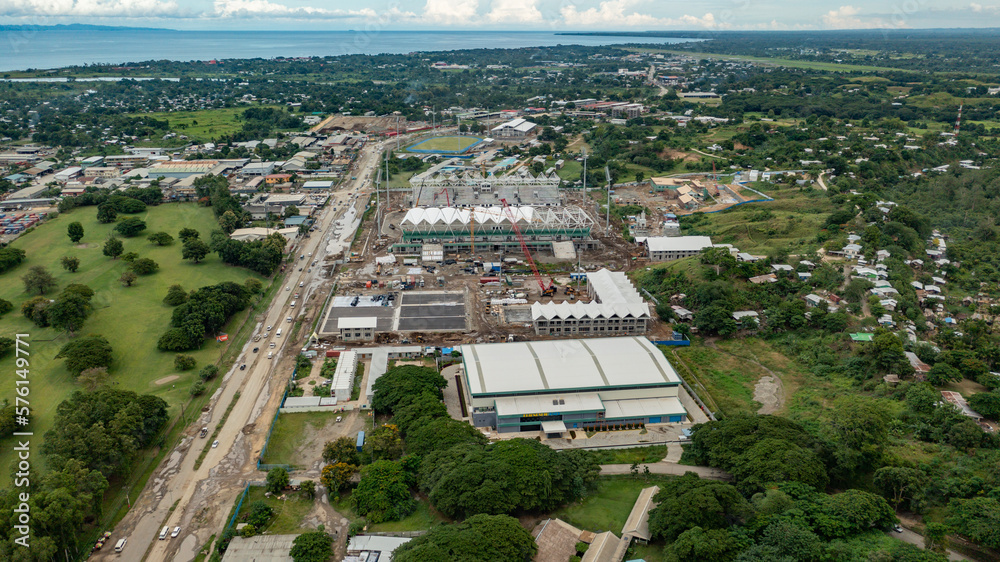 Sports facilities are being built along the main highway in Honiara.
