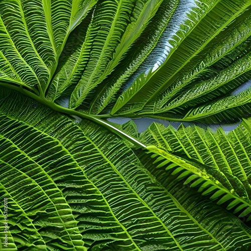 close up of fern  green leaf texture  Generative AI