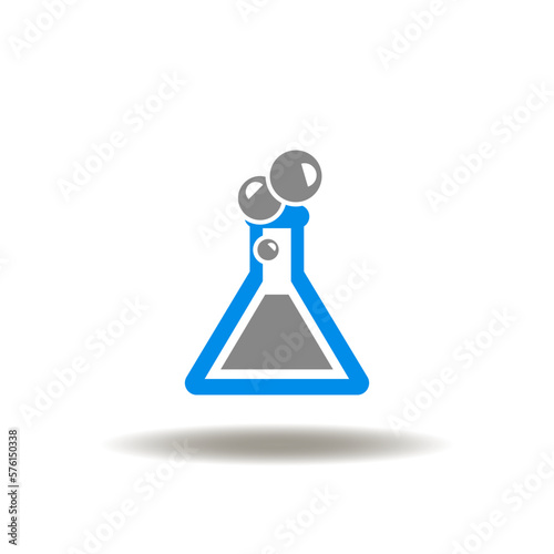 Vector illustration of flask or test tube. Icon of sample, vial. Symbol of laboratory research. Sign of lab glassware.
