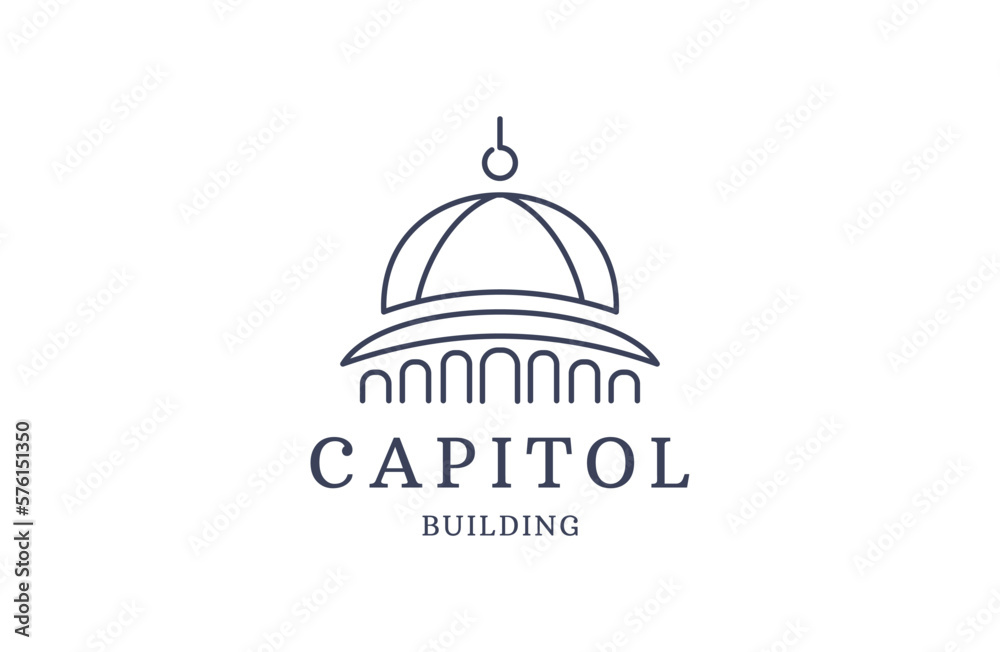 Building Capitol logo design inspiration , Capital logo design line art icon .