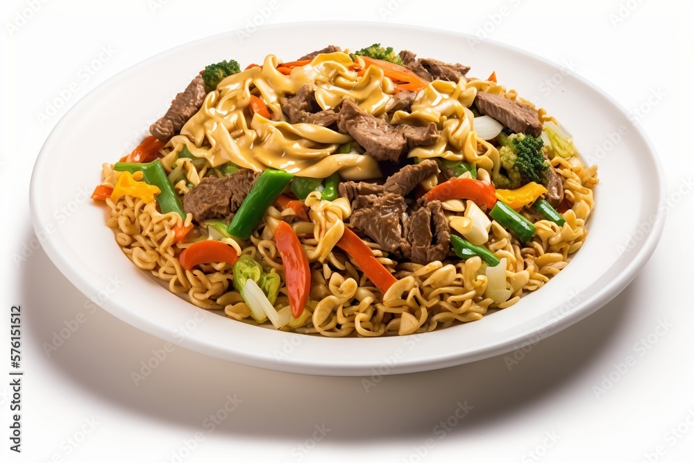 yakisoba on the white background IA