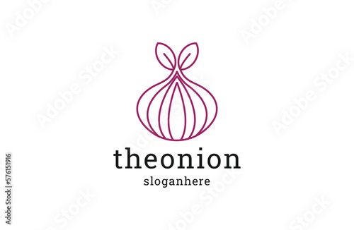 Onion logo design. Purple onion vector template. Onion illustration for agriculture business. 
