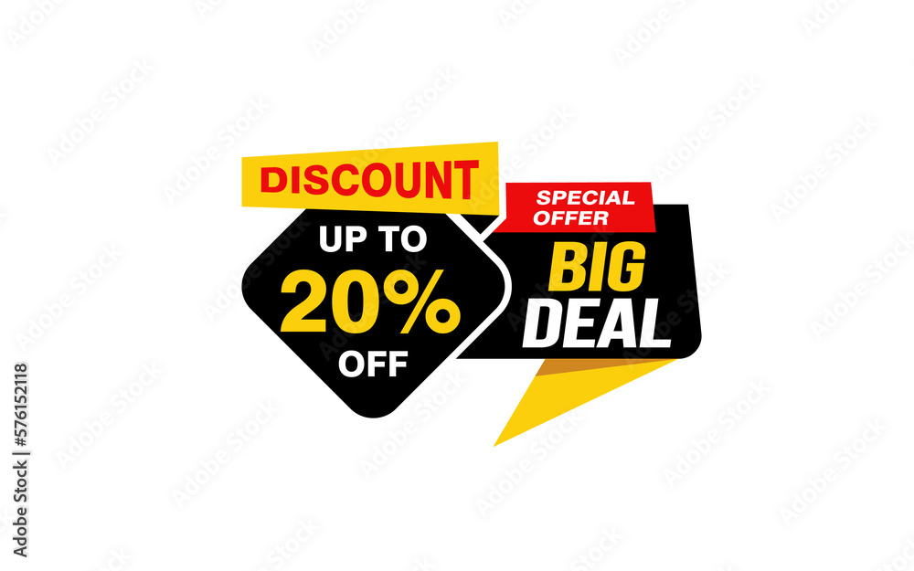 20 Percent BIG DEAL offer, clearance, promotion banner layout with sticker style.
20 Percent BIG DEAL offer, clearance, promotion banner layout with sticker style.