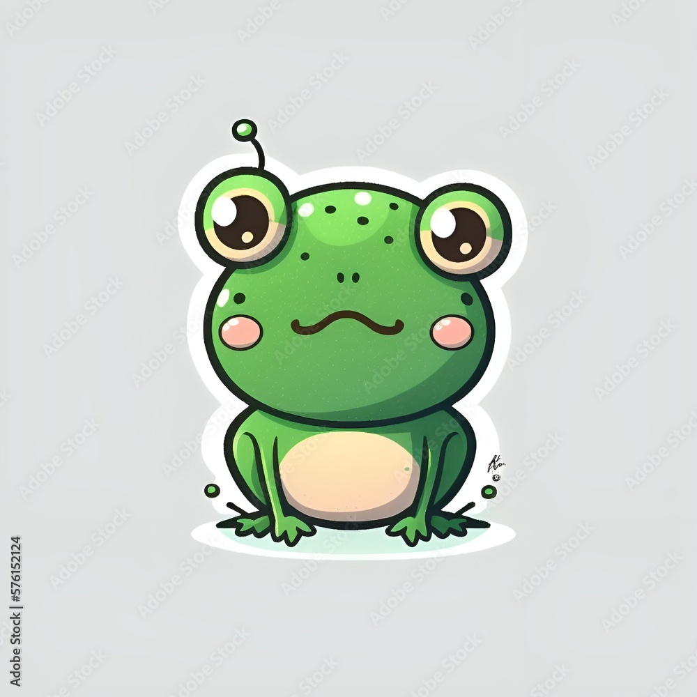 Obraz premium cute frog logo, generative AI