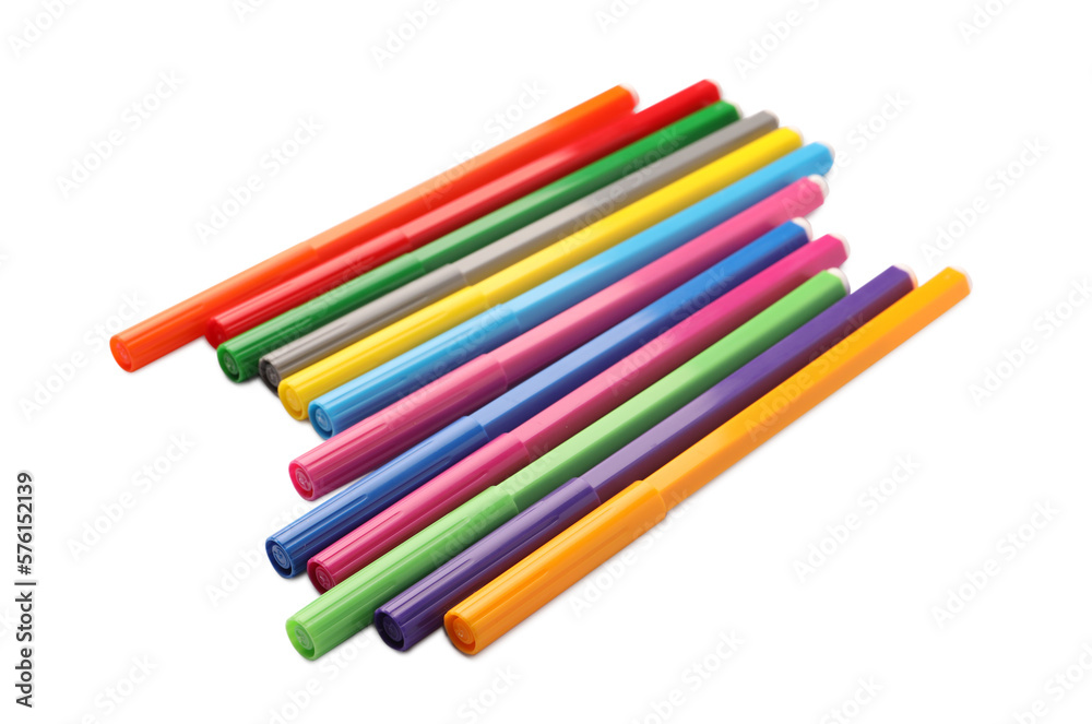 Fototapeta premium Many bright colorful markers isolated on white